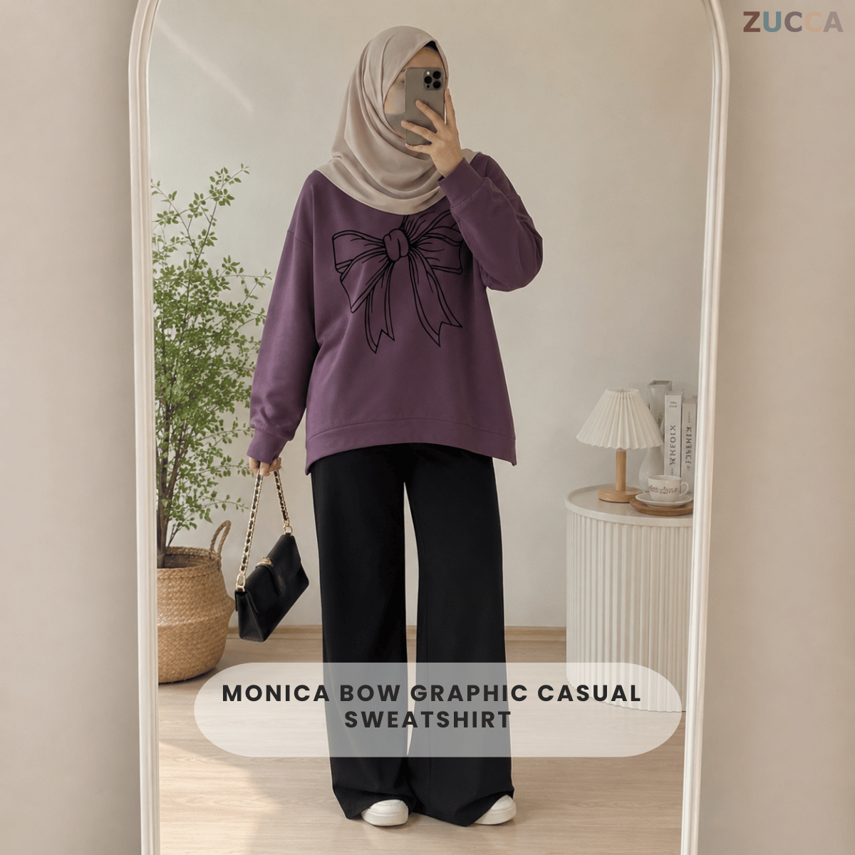 ZUCCA MONICA BOW GRAPHIC CASUAL SWEATSHIRT-MA070