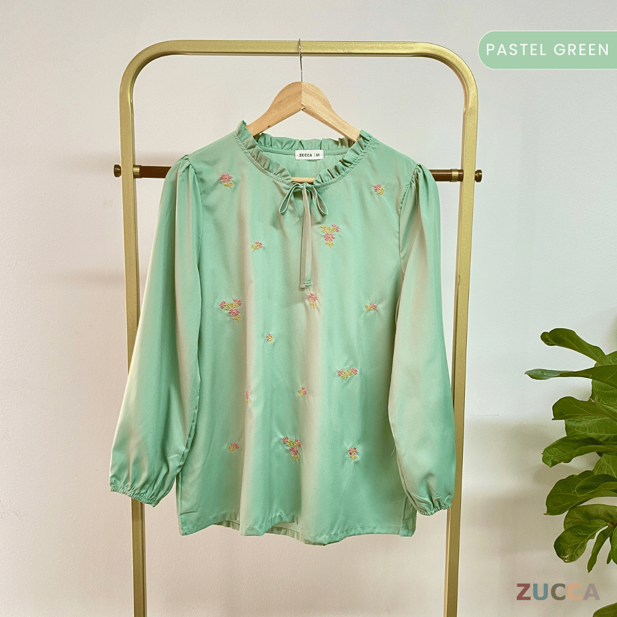 ZUCCA ROSY CASUAL TIE RUFFLE NECK BLOUSE - MA072