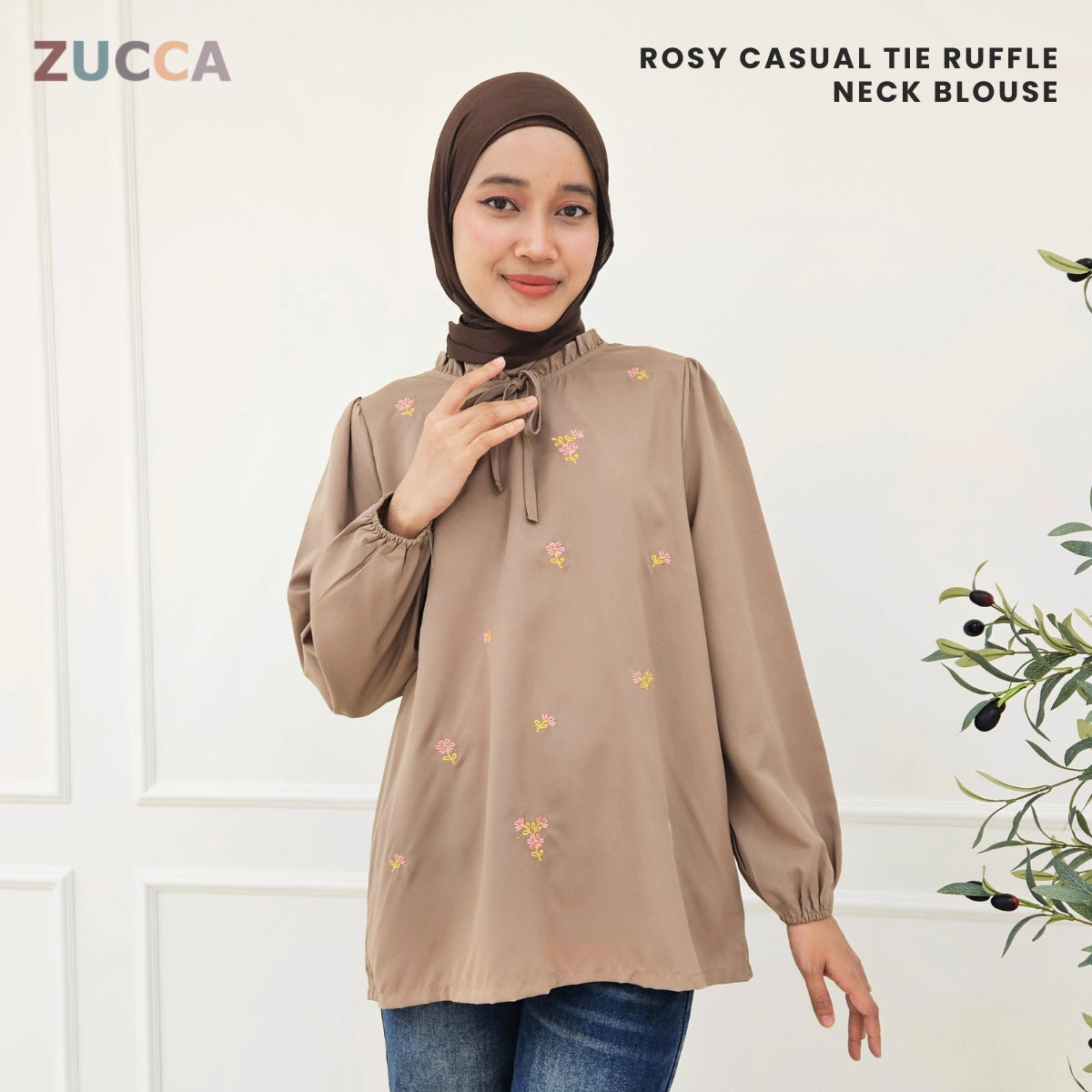 ZUCCA ROSY CASUAL TIE RUFFLE NECK BLOUSE - MA072
