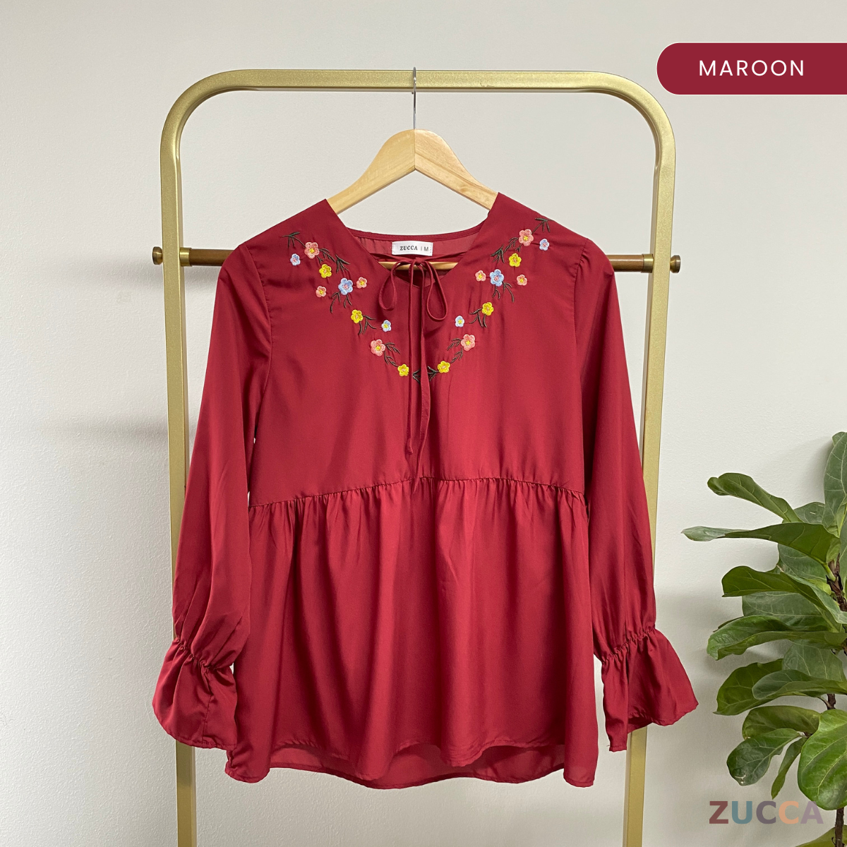 ZUCCA RAI CASUAL TIE V-NECK BLOUSE - MA077