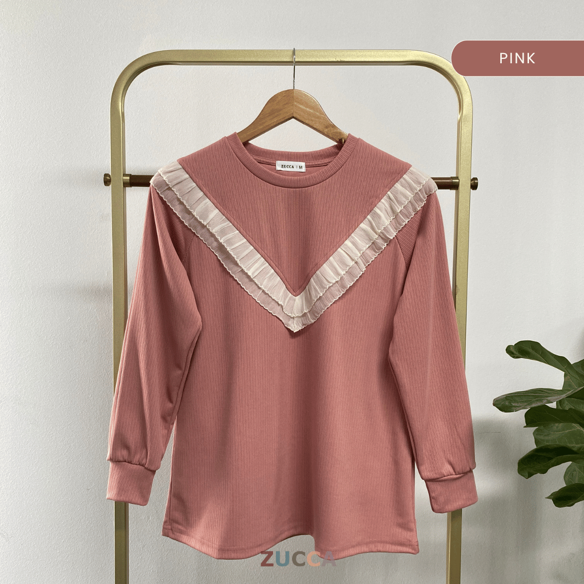 ZUCCA LIYANA BLOUSE KNIT RENDA RUFFLE - MA079