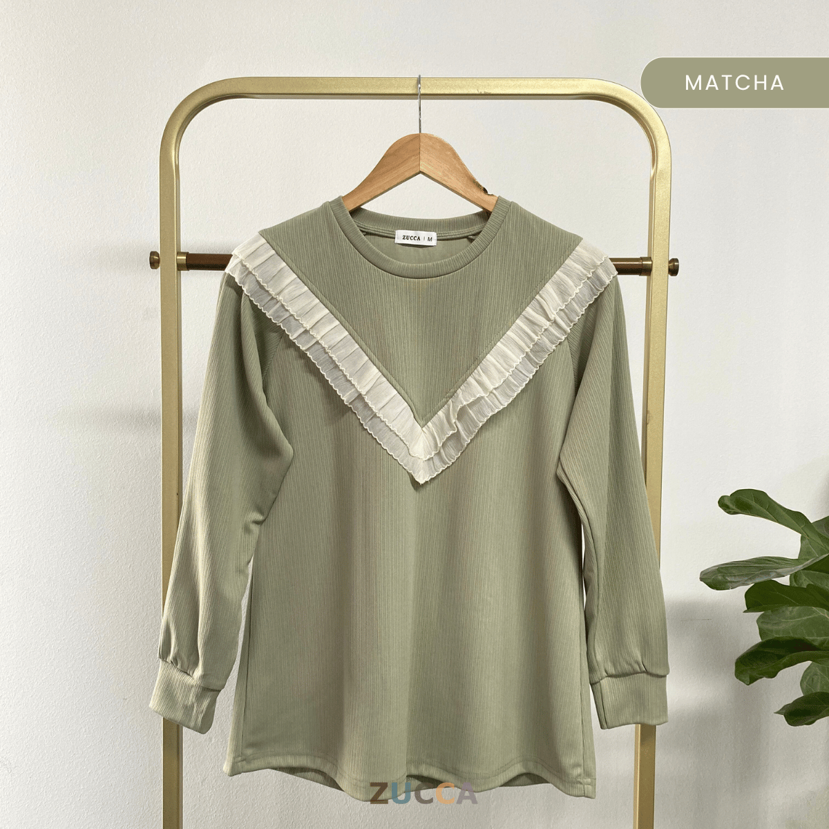 ZUCCA LIYANA BLOUSE KNIT RENDA RUFFLE - MA079
