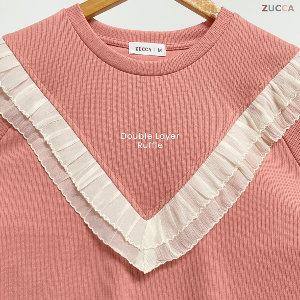 ZUCCA LIYANA BLOUSE KNIT RENDA RUFFLE - MA079