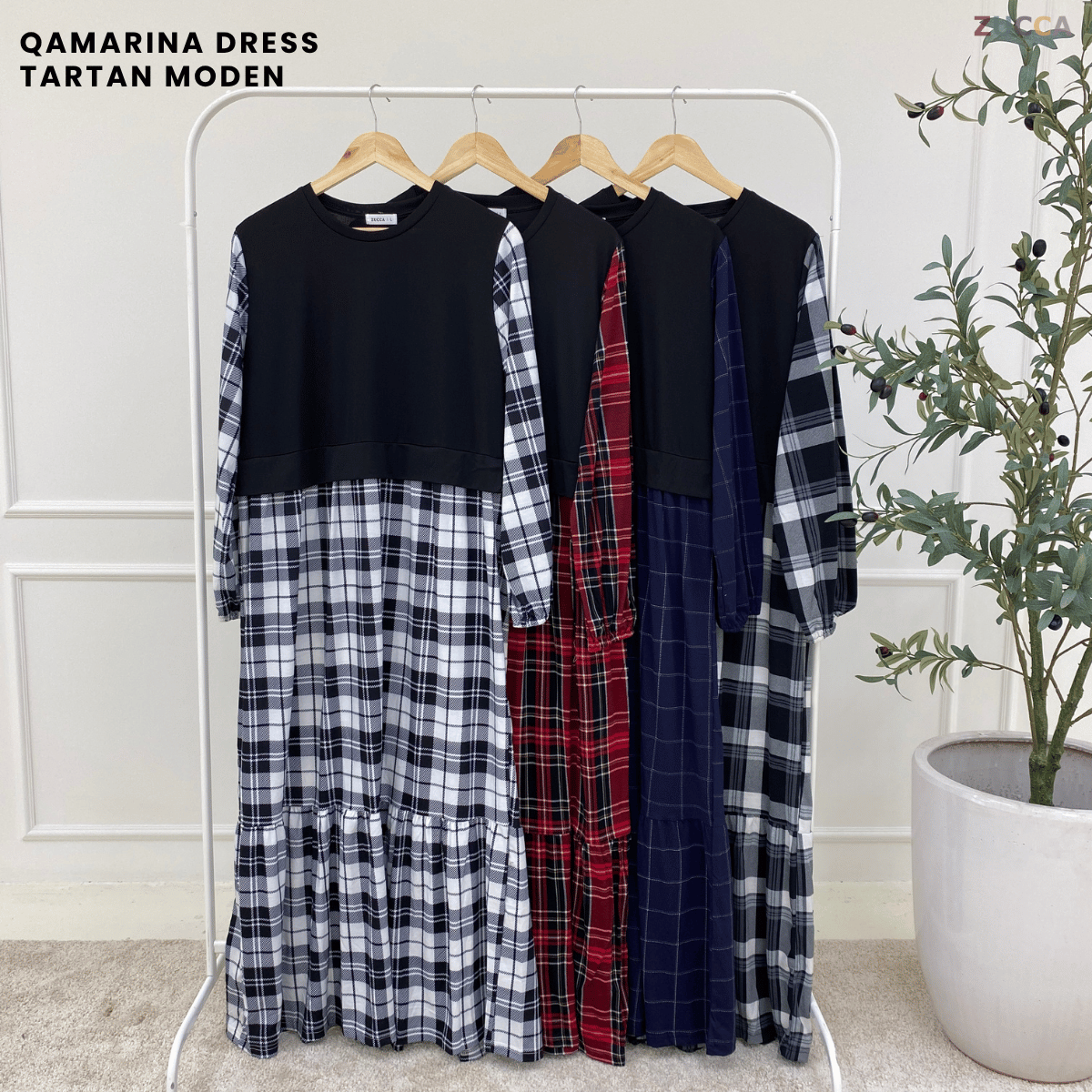 ZUCCA QAMARINA DRESS TARTAN MODEN-MA081 Tops