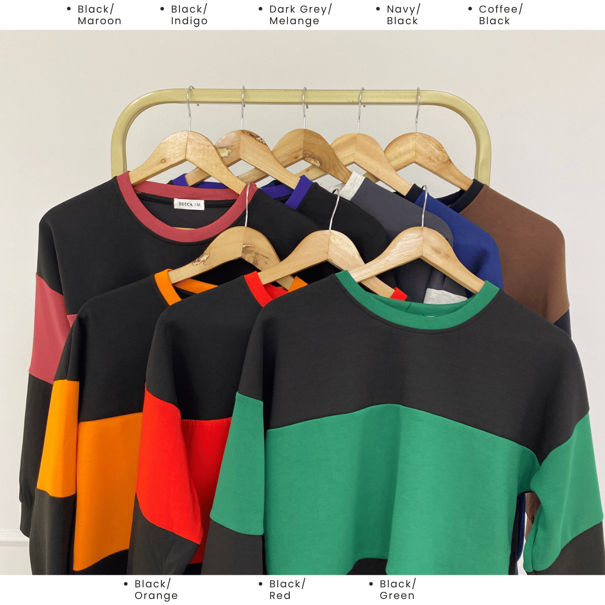 ZUCCA ELINA CASUAL COLOUR BLOCK LONG SLEEVE TOP - MA087
