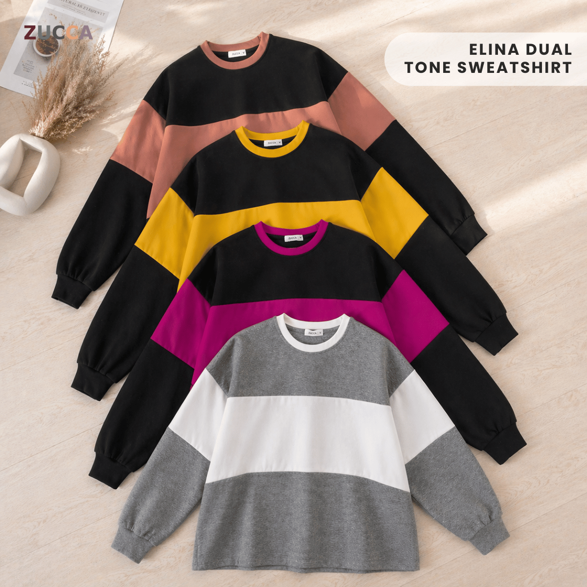 ZUCCA ELINA DUAL TONE SWEATSHIRT - MA087