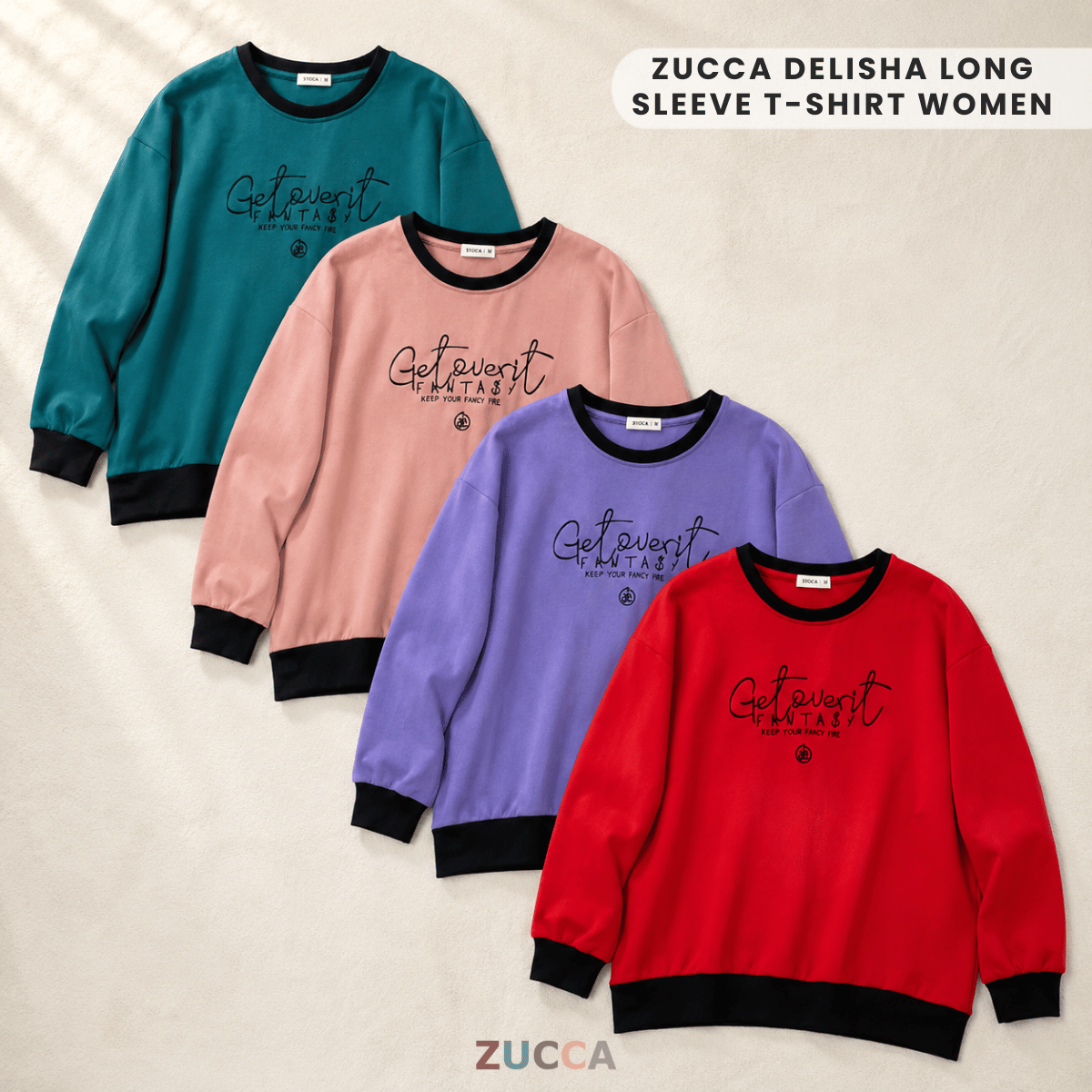 ZUCCA DELISHA LONG SLEEVE KASUAL T-SHIRT PEREMPUAN - MA088