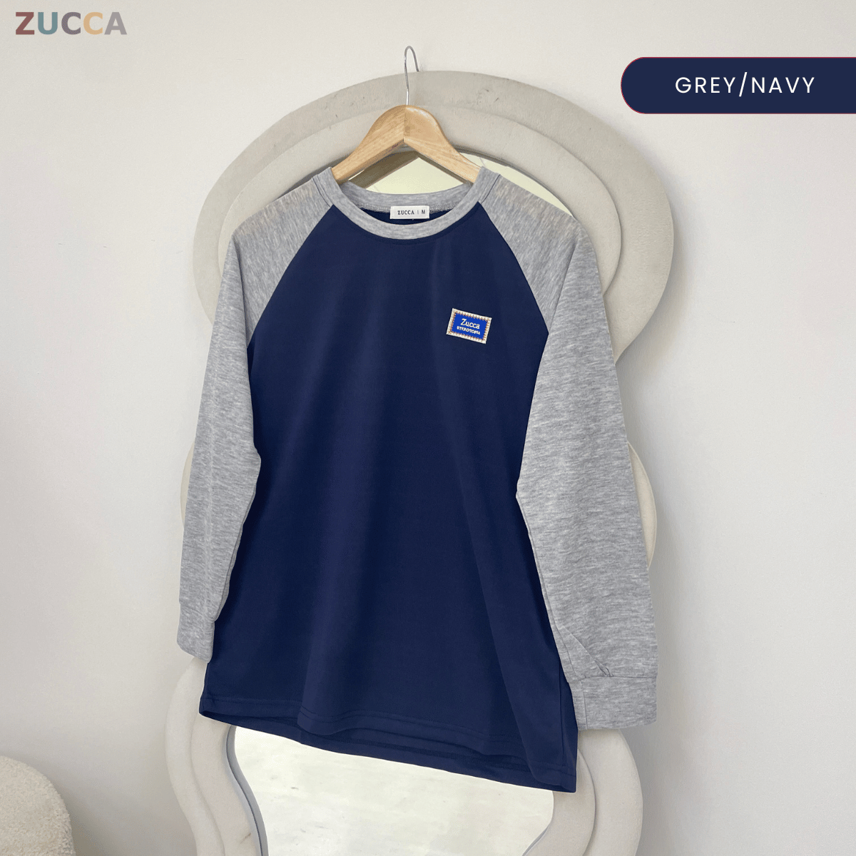 ZUCCA JAMIE TOP KASUAL LENGAN PANJANG RAGLAN-MA096