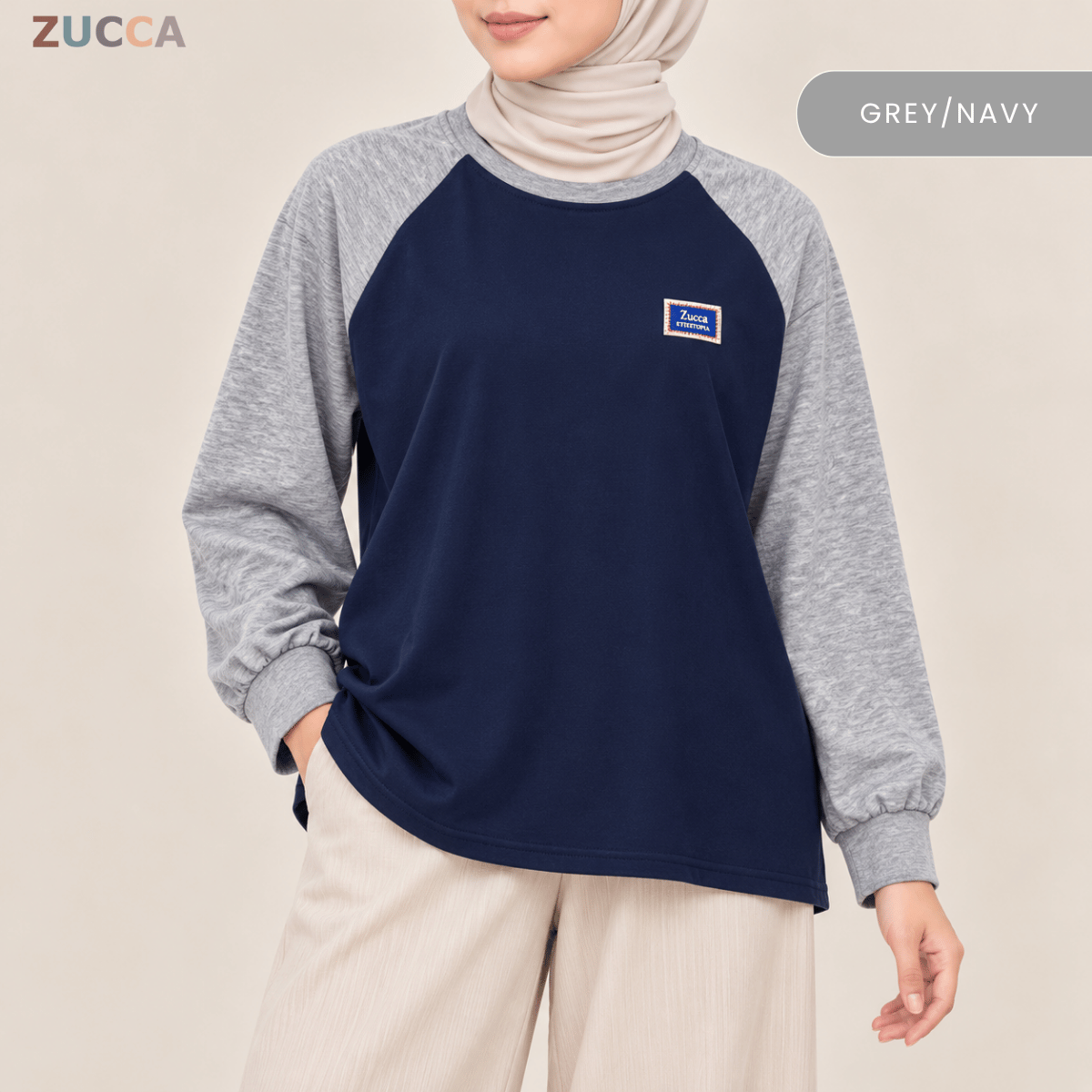 ZUCCA JAMIE TOP KASUAL LENGAN PANJANG RAGLAN-MA096