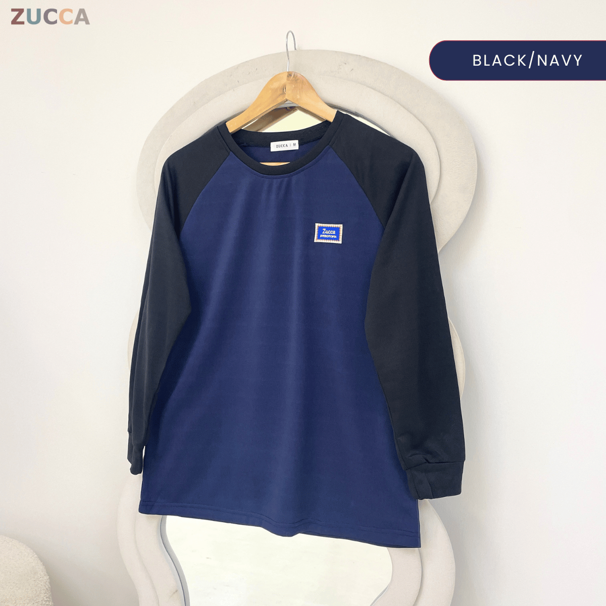 ZUCCA JAMIE TOP KASUAL LENGAN PANJANG RAGLAN-MA096