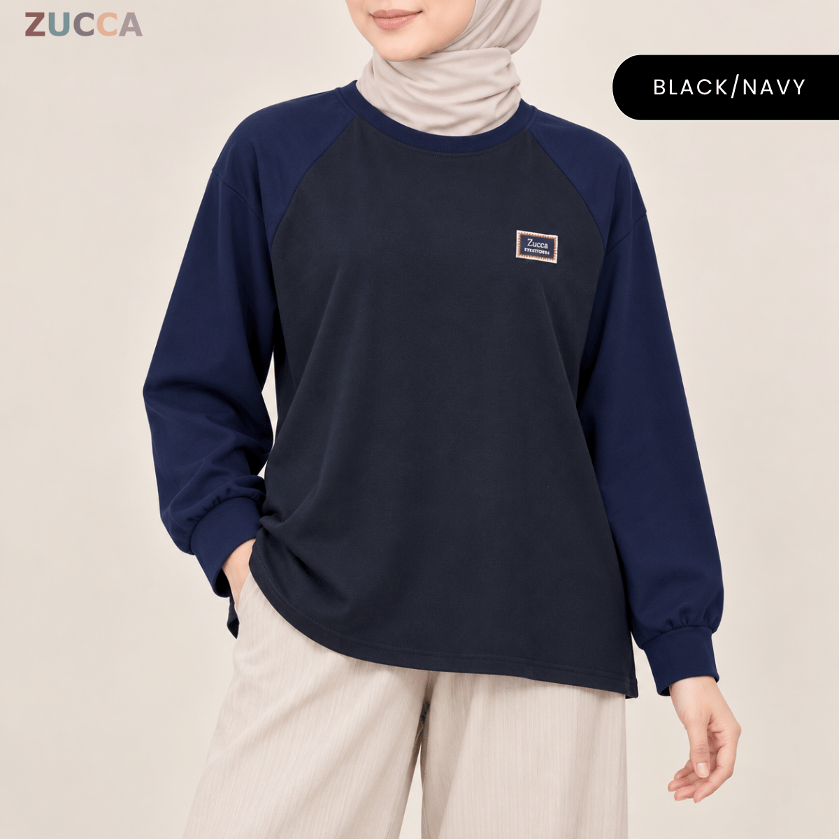 ZUCCA JAMIE TOP KASUAL LENGAN PANJANG RAGLAN-MA096