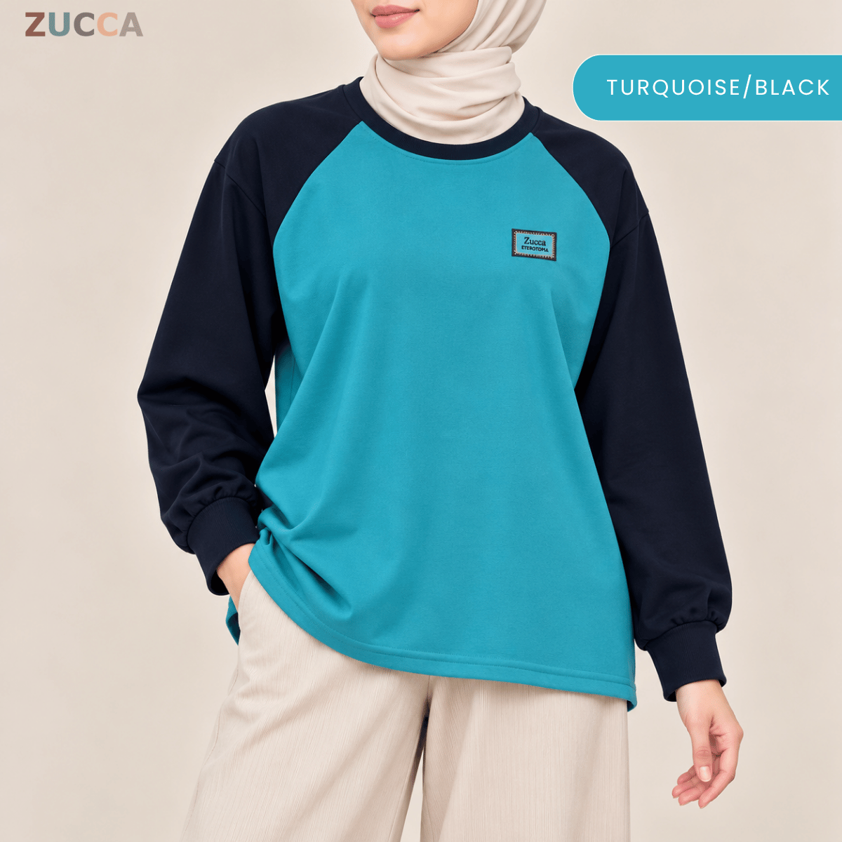ZUCCA JAMIE TOP KASUAL LENGAN PANJANG RAGLAN-MA096