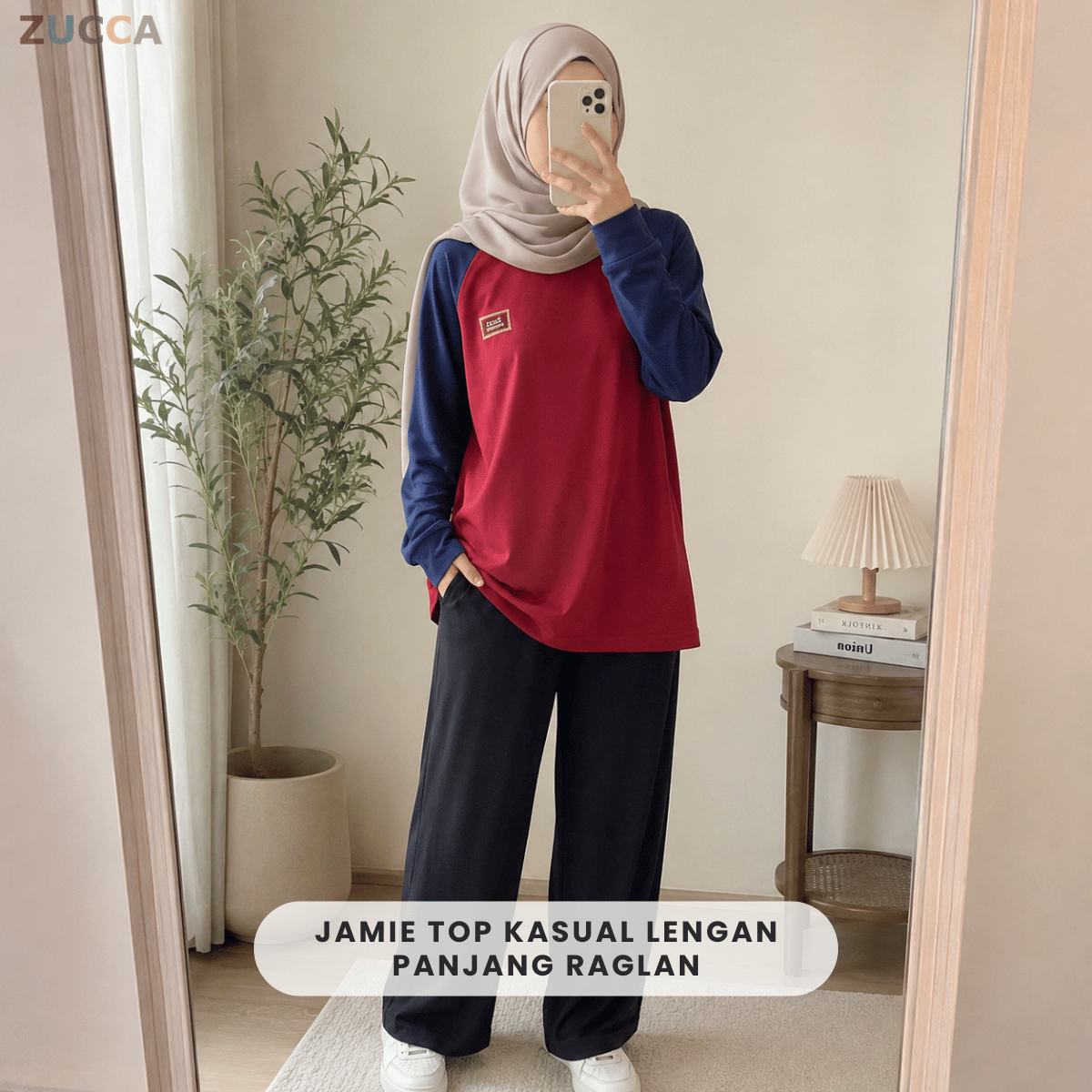 ZUCCA JAMIE TOP KASUAL LENGAN PANJANG RAGLAN-MA096