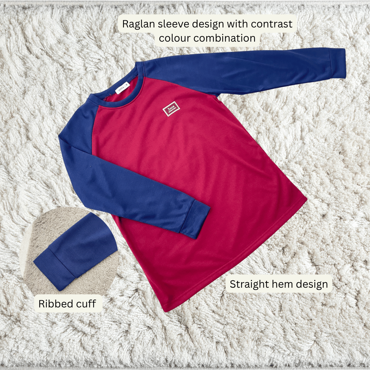 ZUCCA JAMIE TOP KASUAL LENGAN PANJANG RAGLAN-MA096
