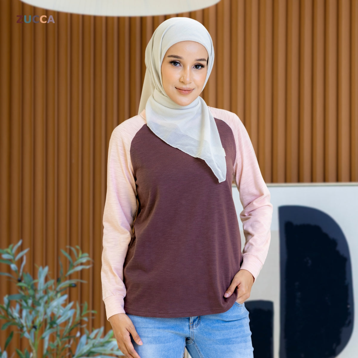 ZUCCA JAMIE TOP KASUAL LENGAN PANJANG RAGLAN-MA096