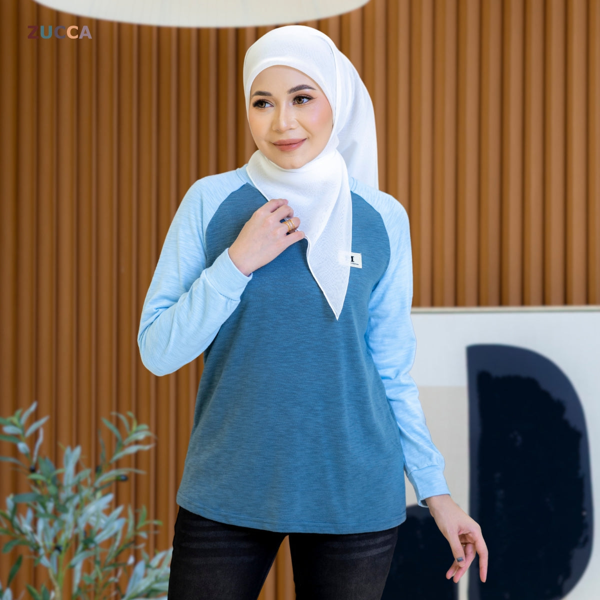 ZUCCA JAMIE TOP KASUAL LENGAN PANJANG RAGLAN-MA096