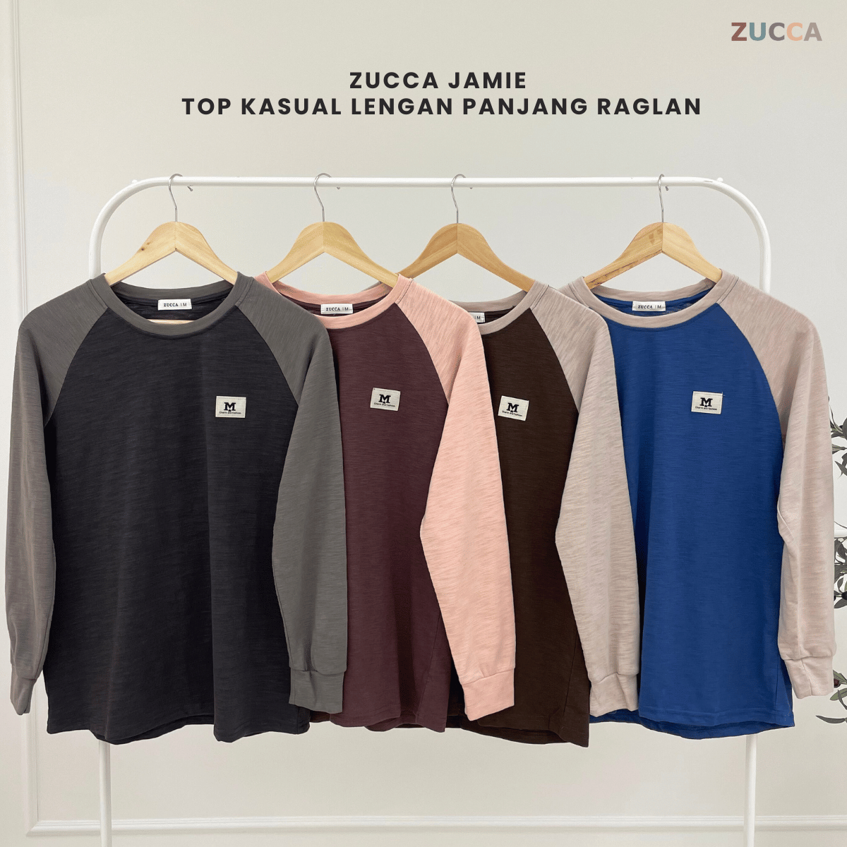 ZUCCA JAMIE TOP KASUAL LENGAN PANJANG RAGLAN-MA096