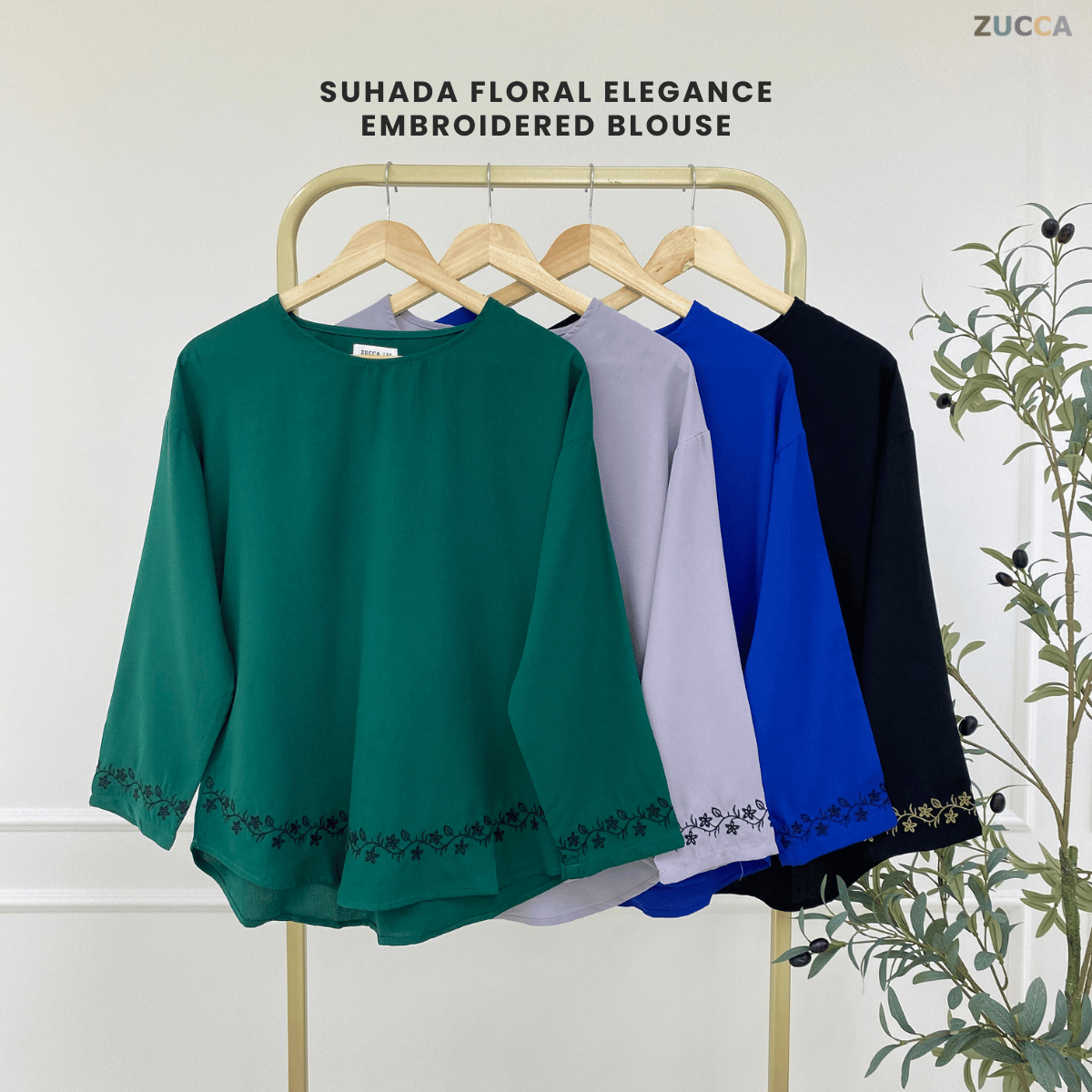 ZUCCA SUHADA FLORAL ELEGANCE EMBROIDERED BLOUSE -MA098 Blouses