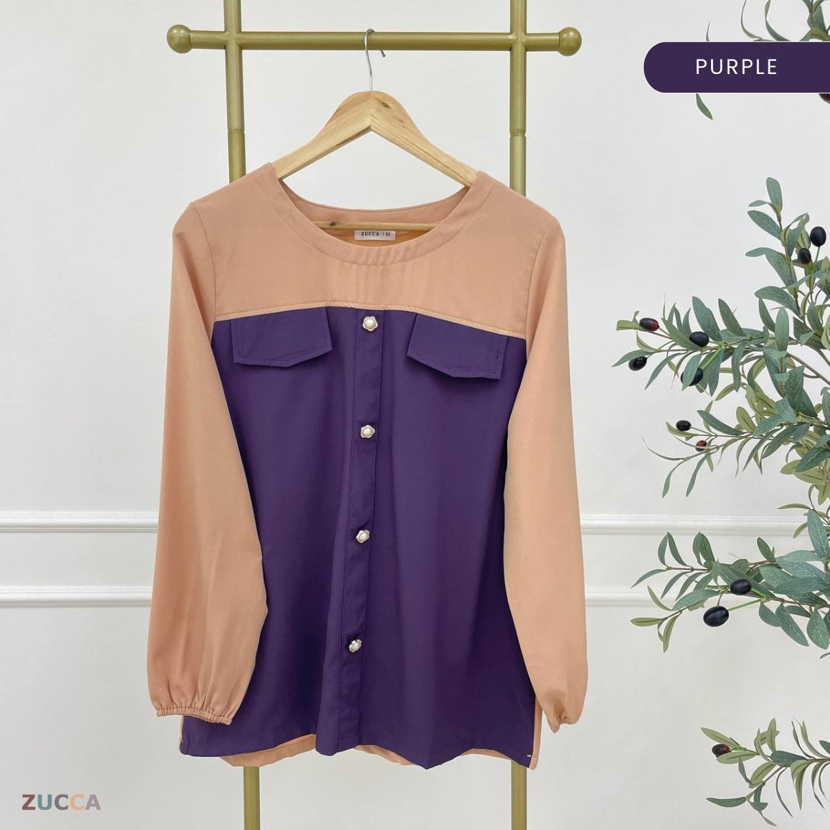 ZUCCA MADDIE DWI TONE BLOUSE -MA099