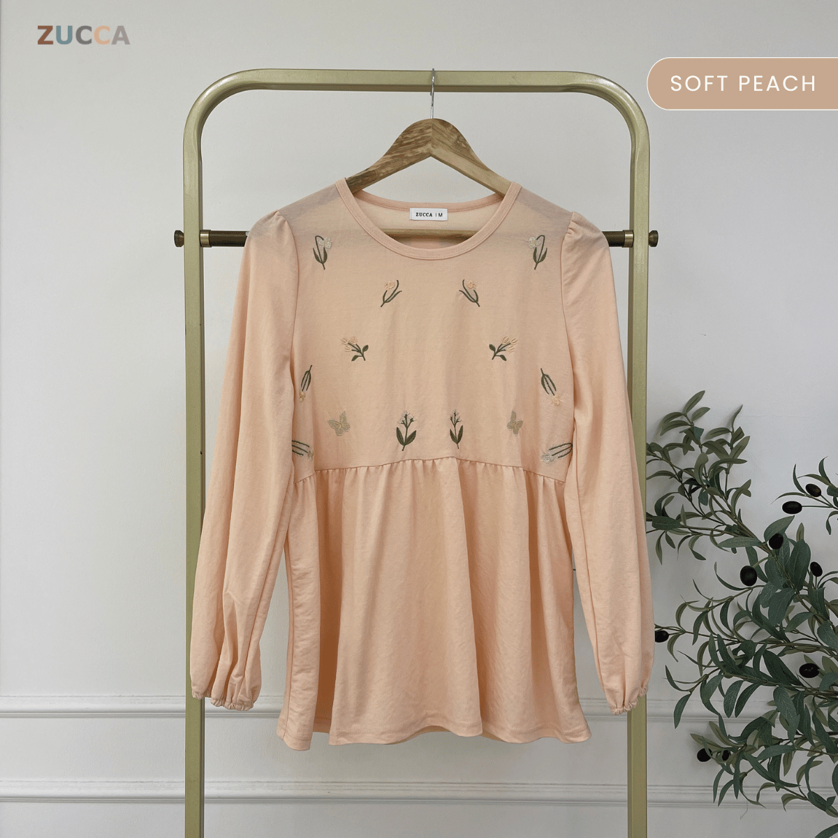 ZUCCA ARLIZA DOLLY BLOUSE EMBROIDERED FLOWER - MA101