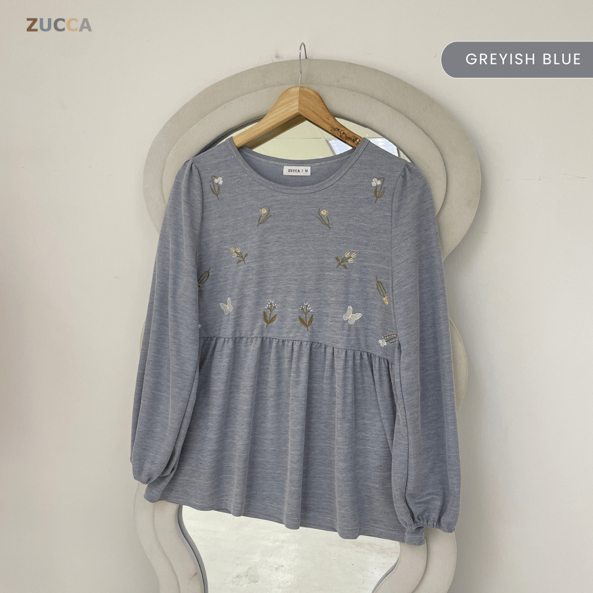 ZUCCA ARLIZA DOLLY BLOUSE EMBROIDERED FLOWER - MA101