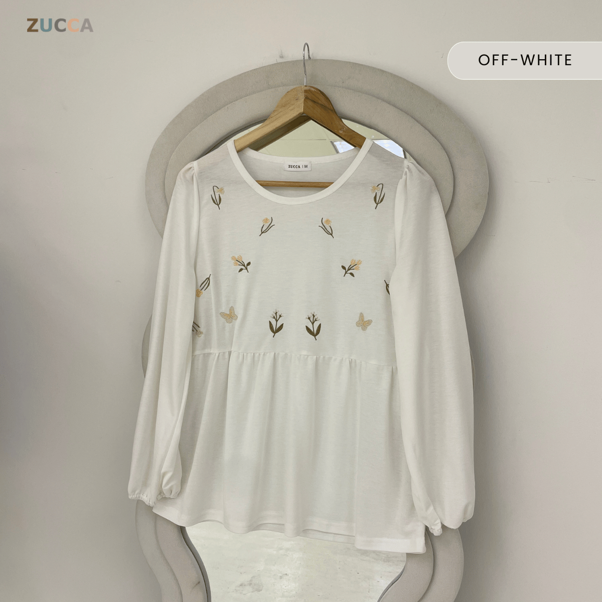 ZUCCA ARLIZA DOLLY BLOUSE EMBROIDERED FLOWER - MA101