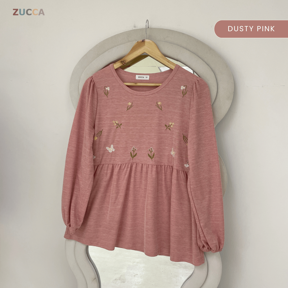 ZUCCA ARLIZA DOLLY BLOUSE EMBROIDERED FLOWER - MA101