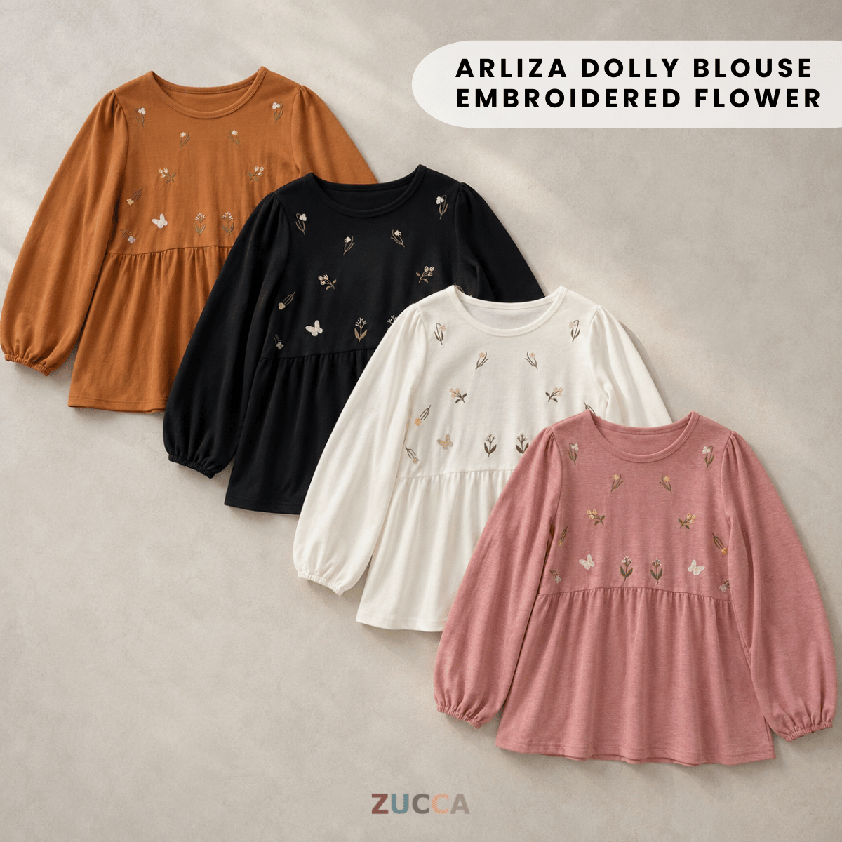 ZUCCA ARLIZA DOLLY BLOUSE EMBROIDERED FLOWER - MA101