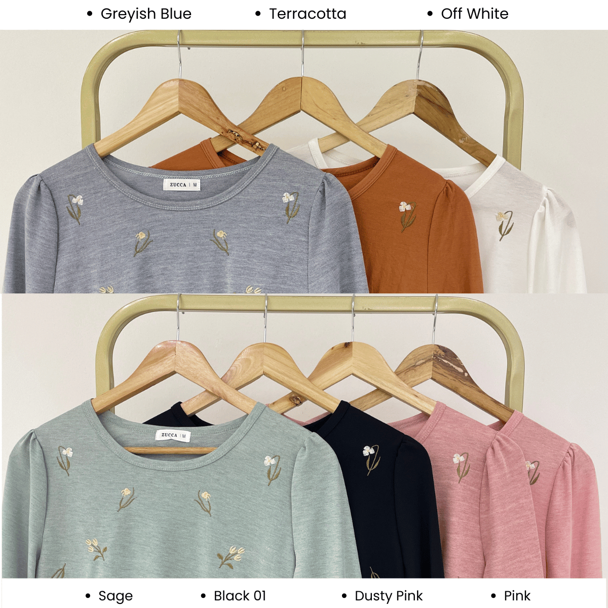 ZUCCA ARLIZA DOLLY BLOUSE EMBROIDERED FLOWER - MA101
