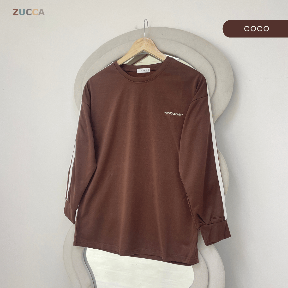 ZUCCA FINDA CONTRAST STRIPE LONG SLEEVE TOP - MA108