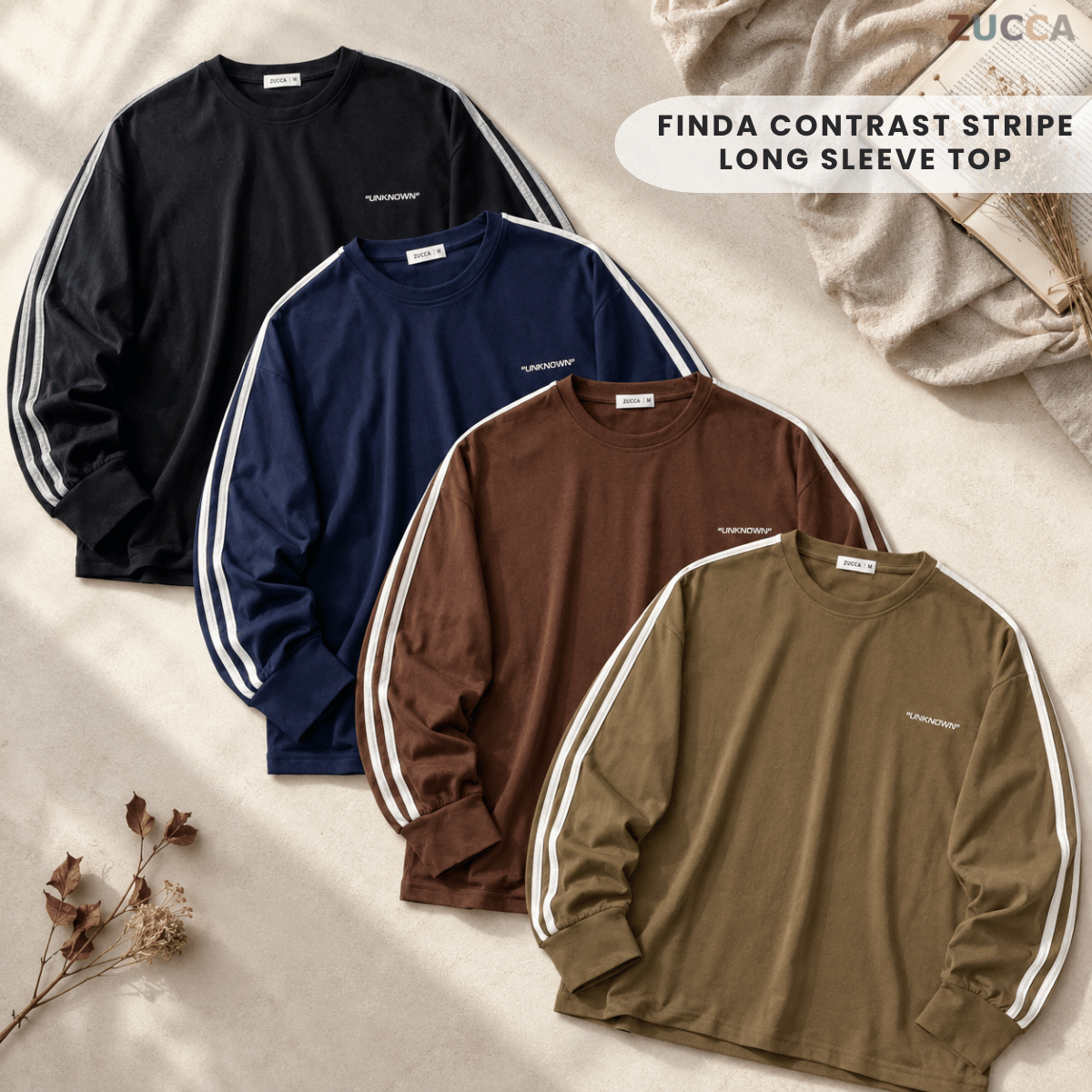 ZUCCA FINDA CONTRAST STRIPE LONG SLEEVE TOP - MA108