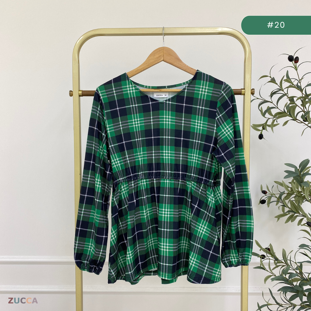 ZUCCA QISTINA CHECKERED WANITA BLOUSE- MA113