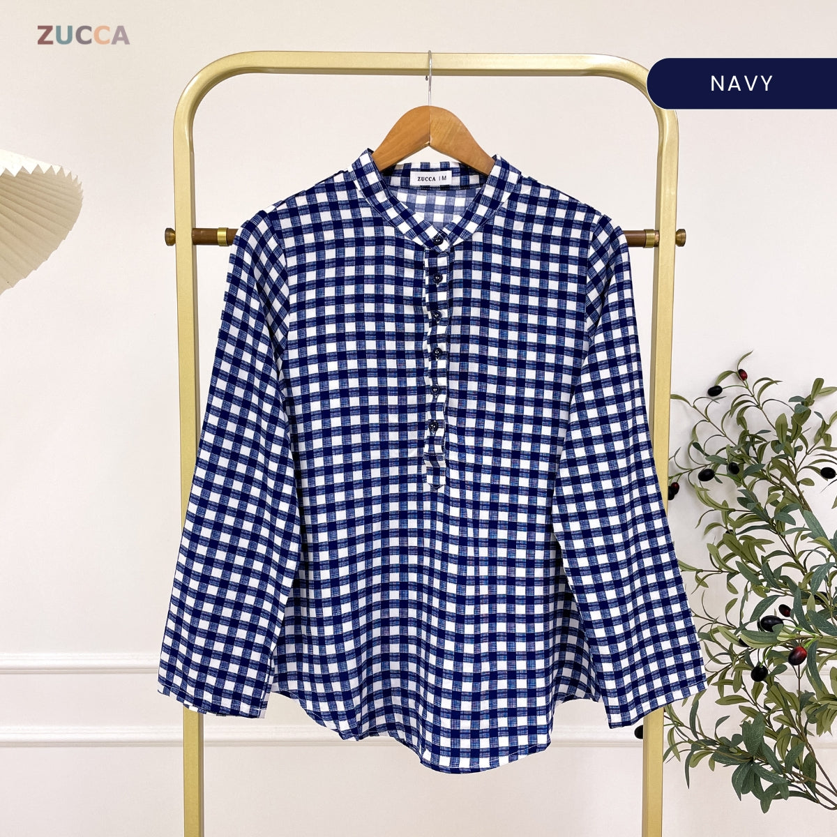 ZUCCA QISMINA KASUAL MUSLIMAH CHECKERED BLOUSE - MA115