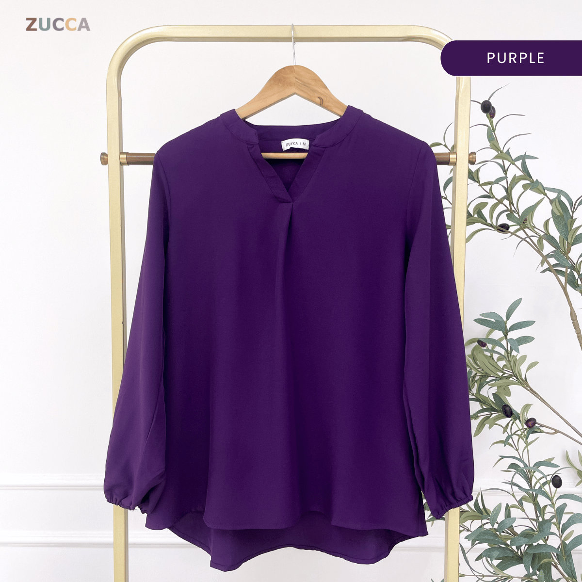 ZUCCA ANNA BLOUSE KASUAL PLAIN LONG SLEEVE - MA117