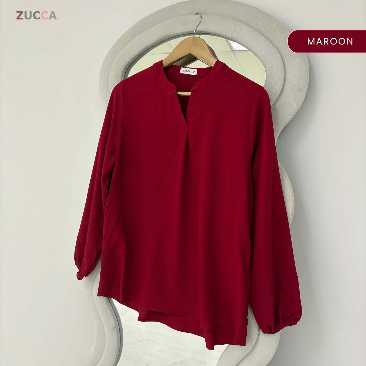 ZUCCA ANNA BLOUSE KASUAL PLAIN LONG SLEEVE - MA117