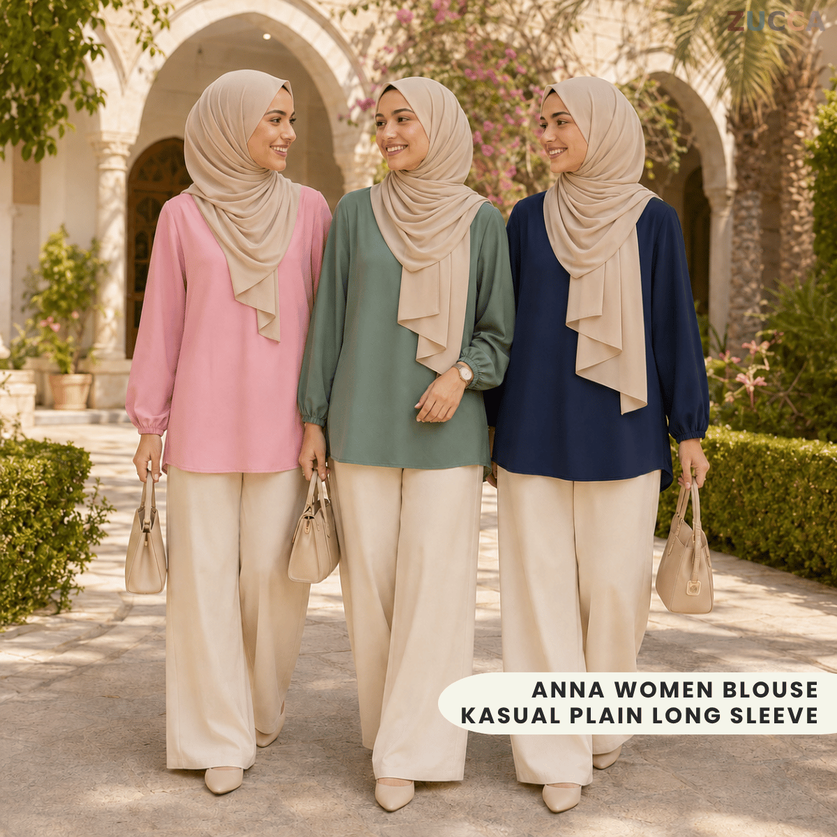 ZUCCA ANNA BLOUSE KASUAL PLAIN LONG SLEEVE - MA117