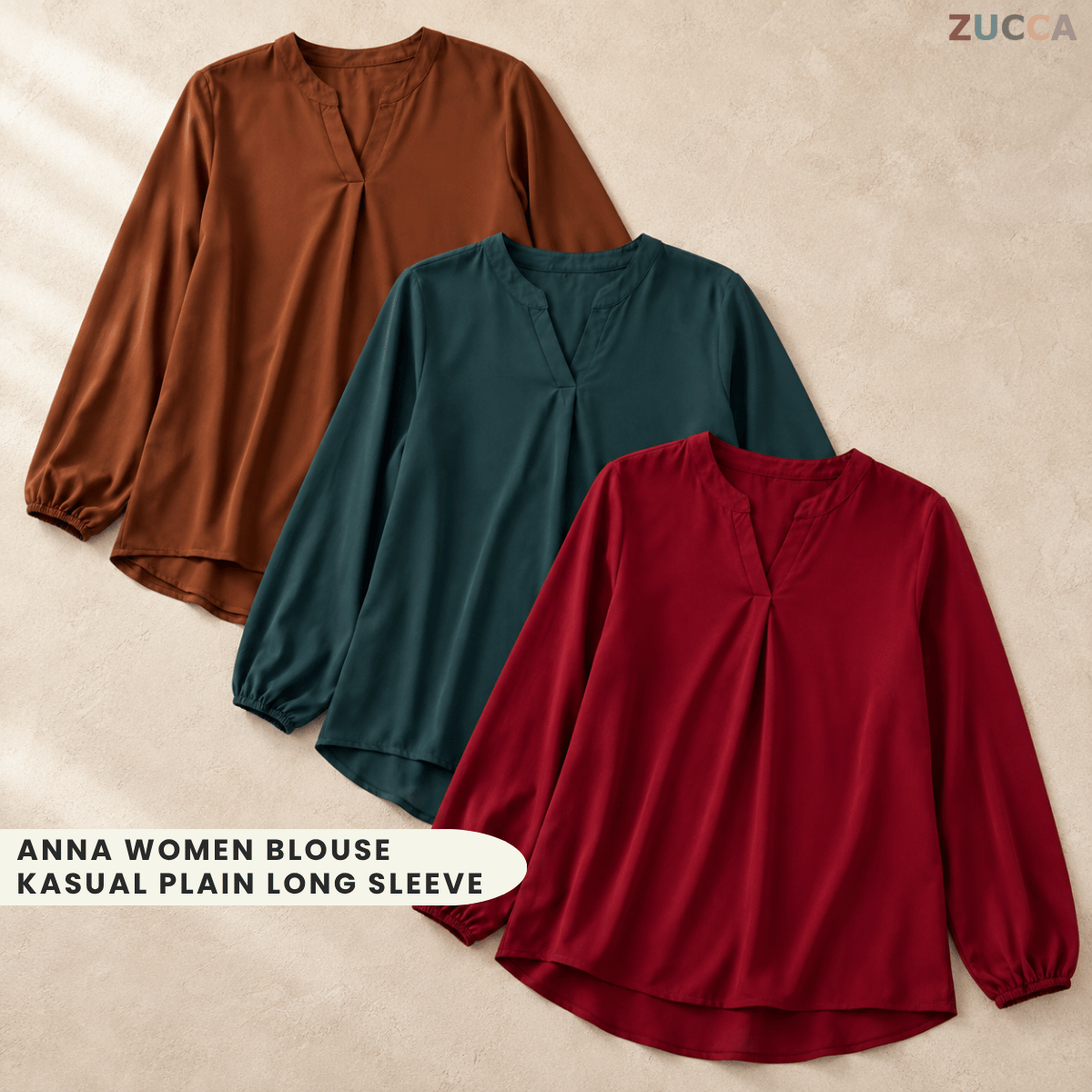 ZUCCA ANNA BLOUSE KASUAL PLAIN LONG SLEEVE - MA117