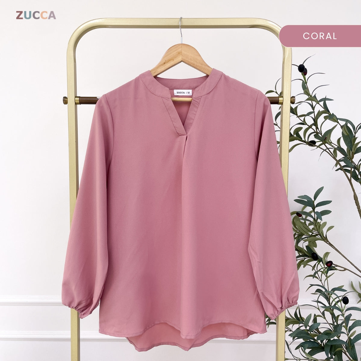 ZUCCA ANNA BLOUSE KASUAL PEREMPUAN PLAIN LONG SLEEVE - MA117