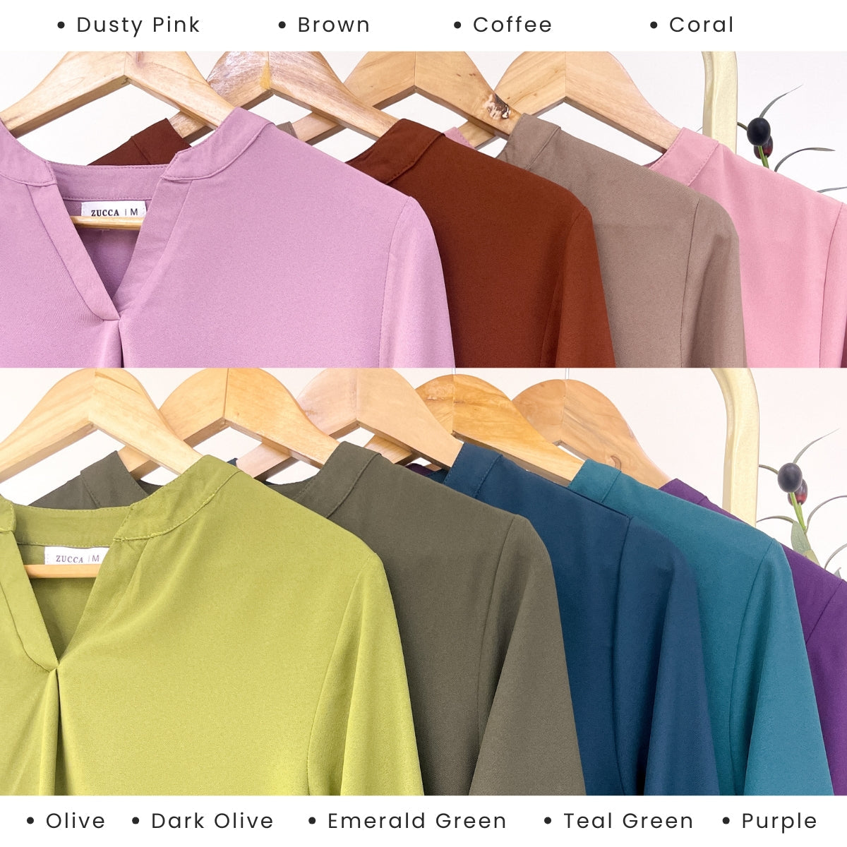 ZUCCA ANNA BLOUSE KASUAL PEREMPUAN PLAIN LONG SLEEVE - MA117