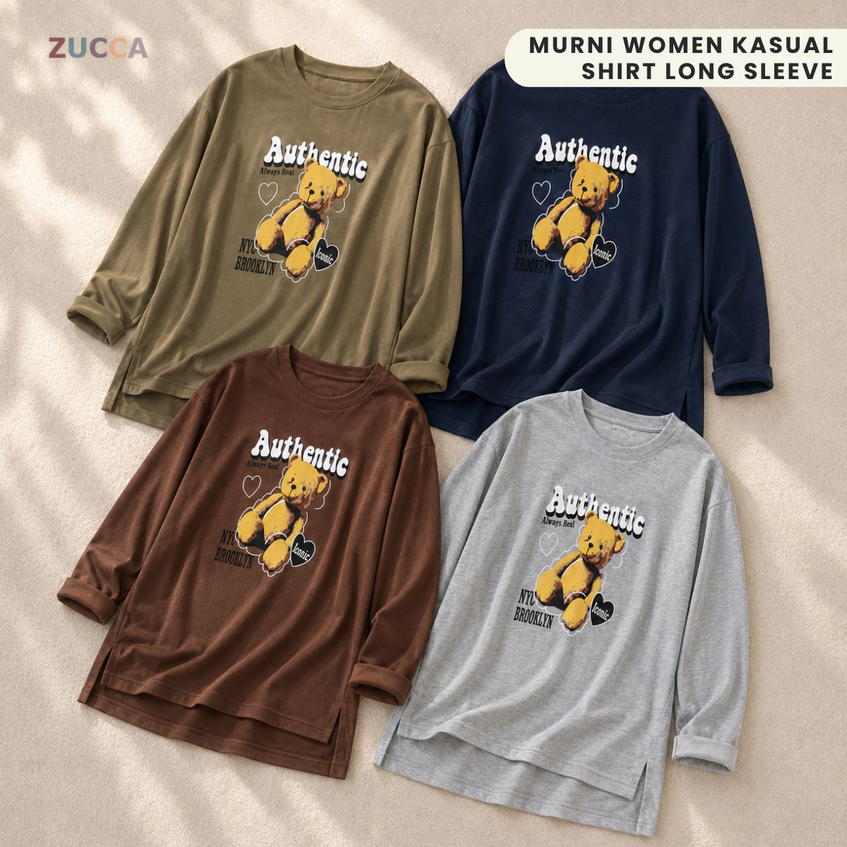 ZUCCA MURNI URBAN GRAPHIC TEE PEREMPUAN KASUAL SHIRT LONG SLEEVE - MA120