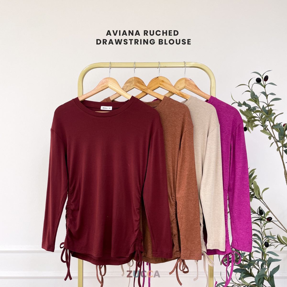 ZUCCA AVIANA RUCHED DRAWSTRING KASUAL WOMEN BLOUSE - MA121