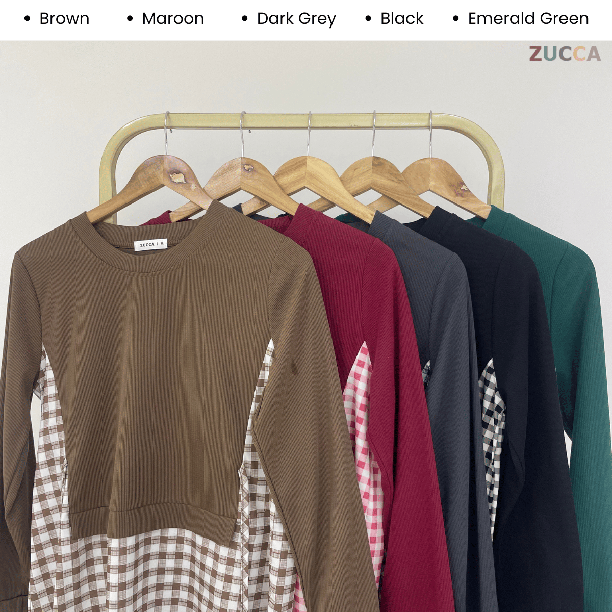 ZUCCA UQASHA SIDE-TIE GINGHAM MODEST TOP - MA128