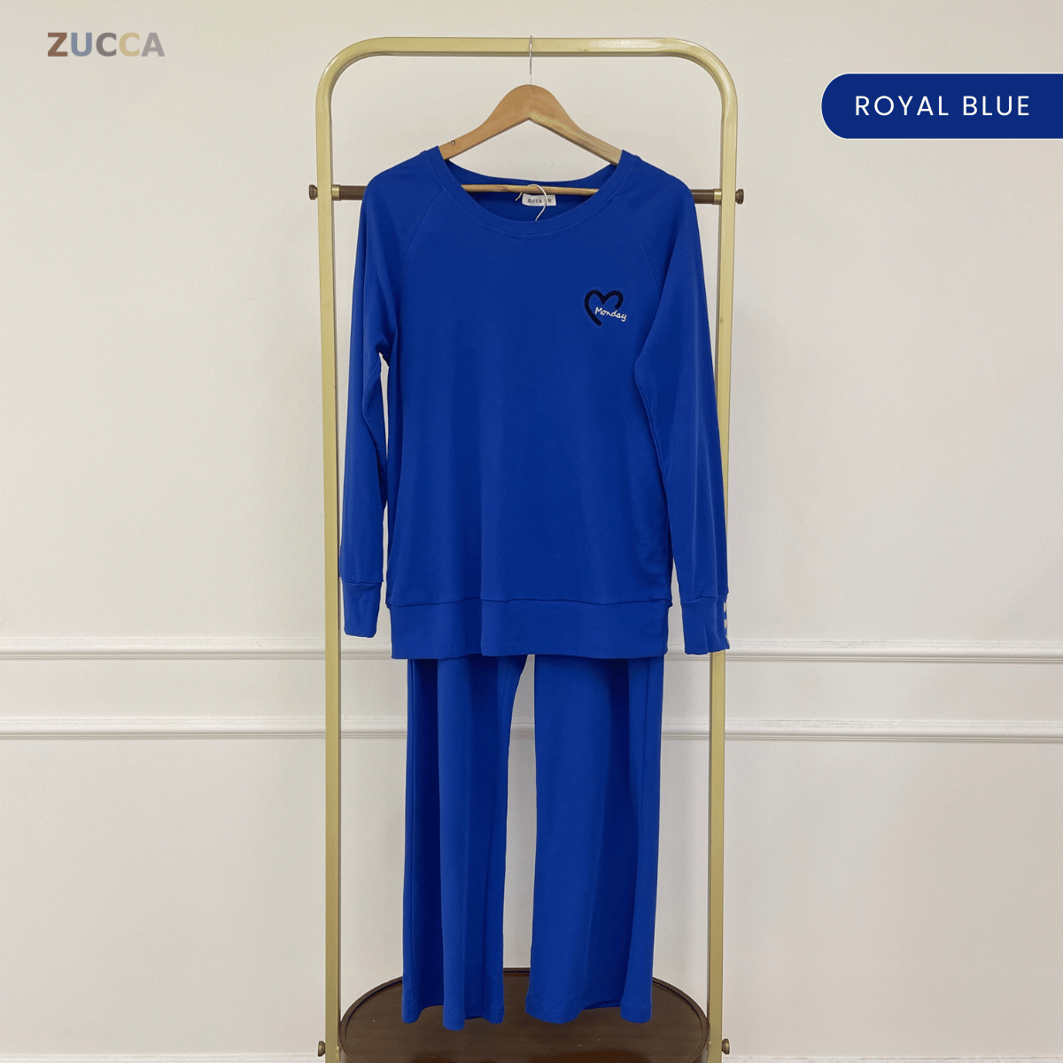 ZUCCA AILANI EVERYDAY CASUAL HEART EMBROIDERY SWEATSHIRT SET - MA132