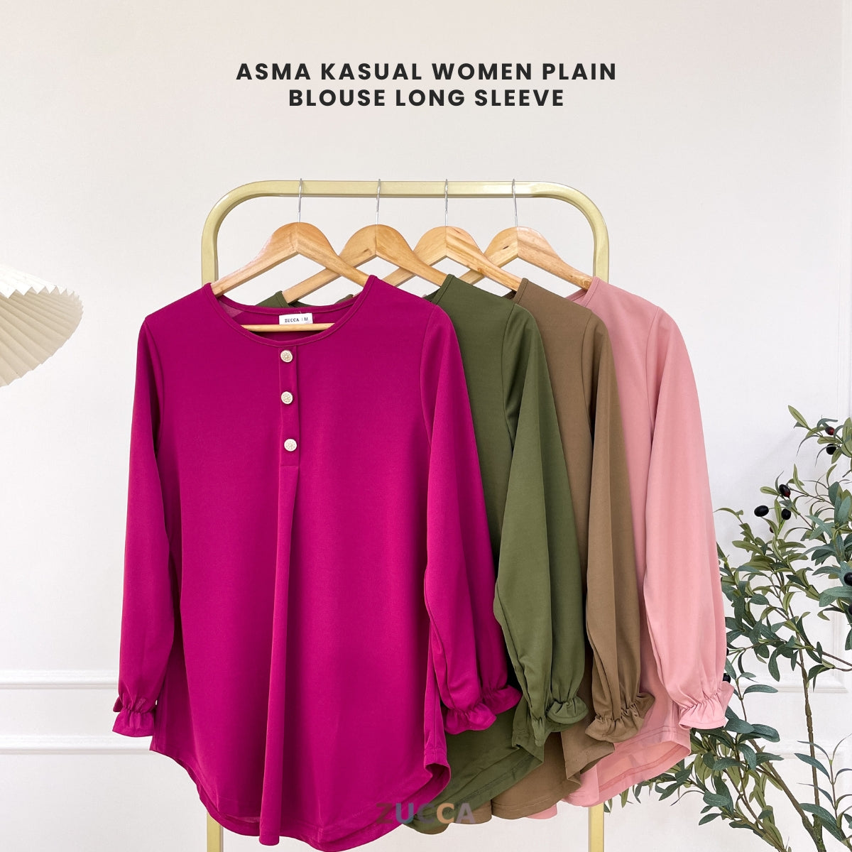 ZUCCA ASMA PEREMPUAN KASUAL PLAIN BLOUSE LONG SLEEVE - MA133