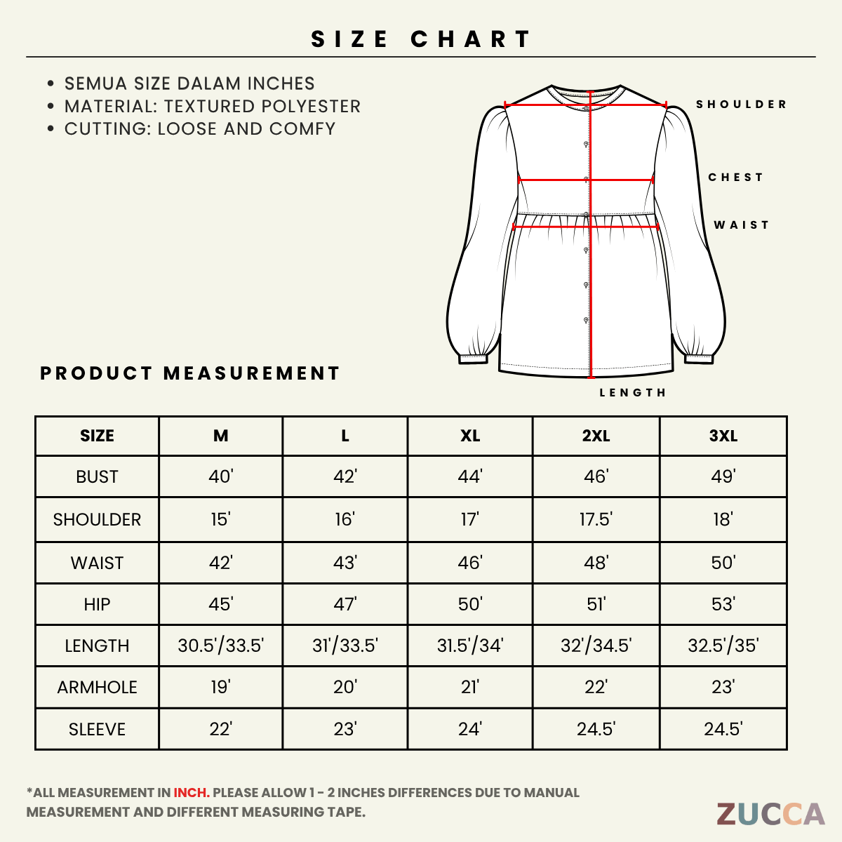ZUCCA REYNA MODEST PLAIN LONG BLOUSE - MA139