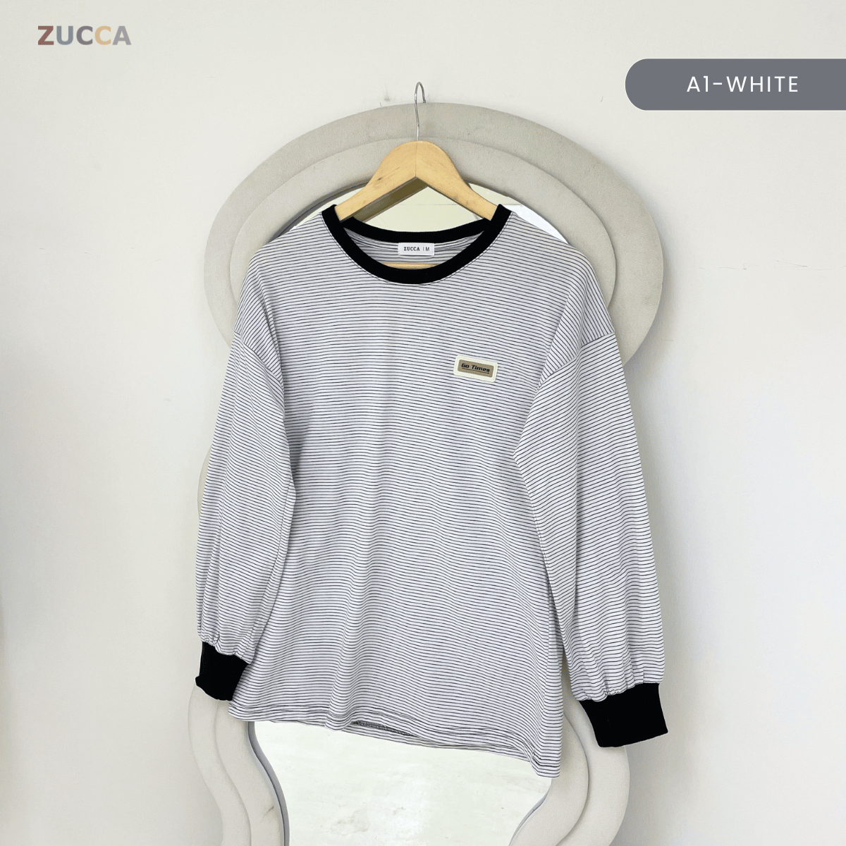 ZUCCA LANA STRIPED LONG SLEEVE MODEST SWEATSHIRT- MA142