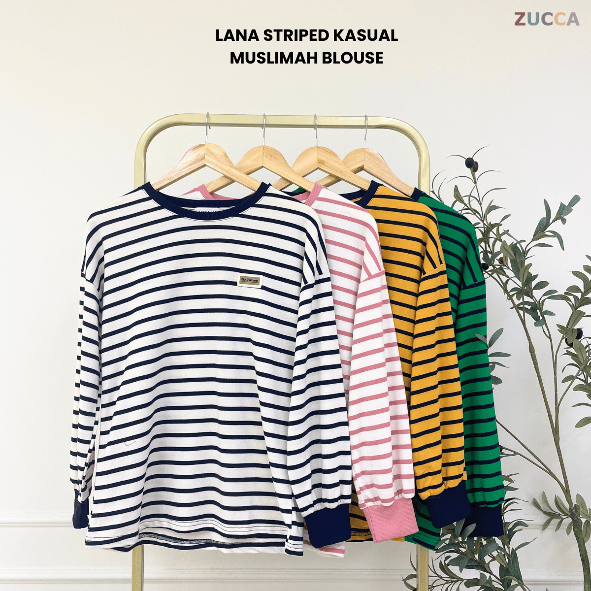 ZUCCA LANA STRIPED KASUAL MUSLIMAH BLOUSE - MA142