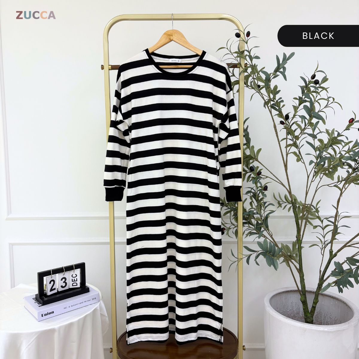 ZUCCA KAYRA CLASSIC STRIPED DRESS LONG SLEEVE - MA143 (GN229)