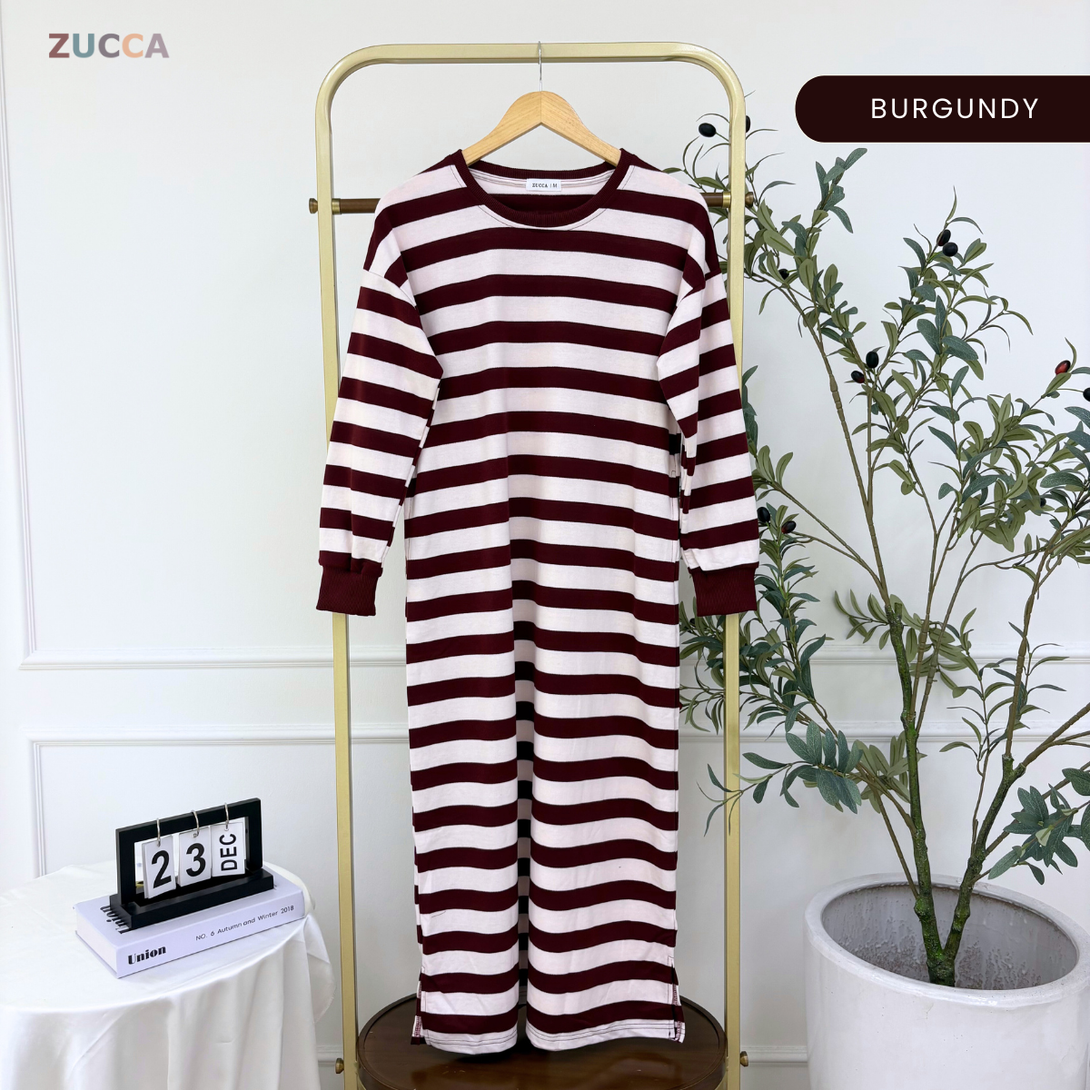 ZUCCA KAYRA CLASSIC STRIPED DRESS LONG SLEEVE - MA143 (GN229)