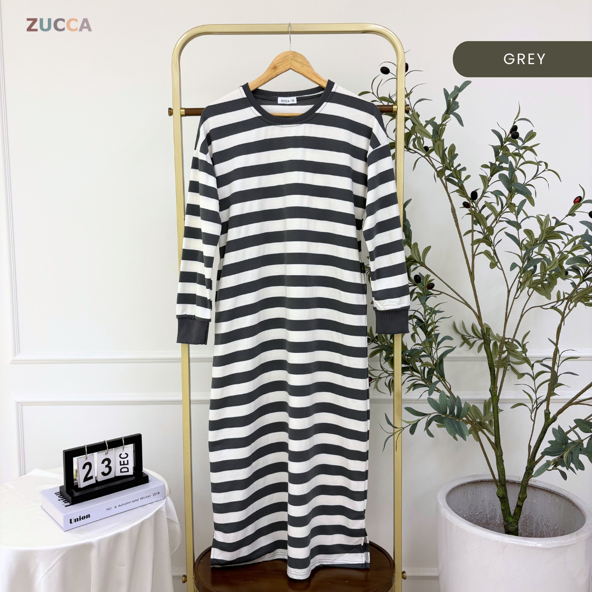 ZUCCA KAYRA CLASSIC STRIPED DRESS LONG SLEEVE - MA143 (GN229)